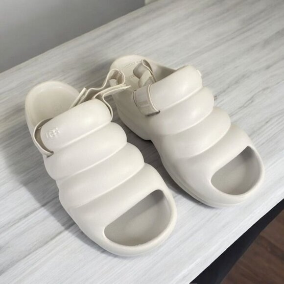 NWT UGG Aww Yeah Eva Platform Slide Sandals Bright White Size 8 - Picture 2 of 11